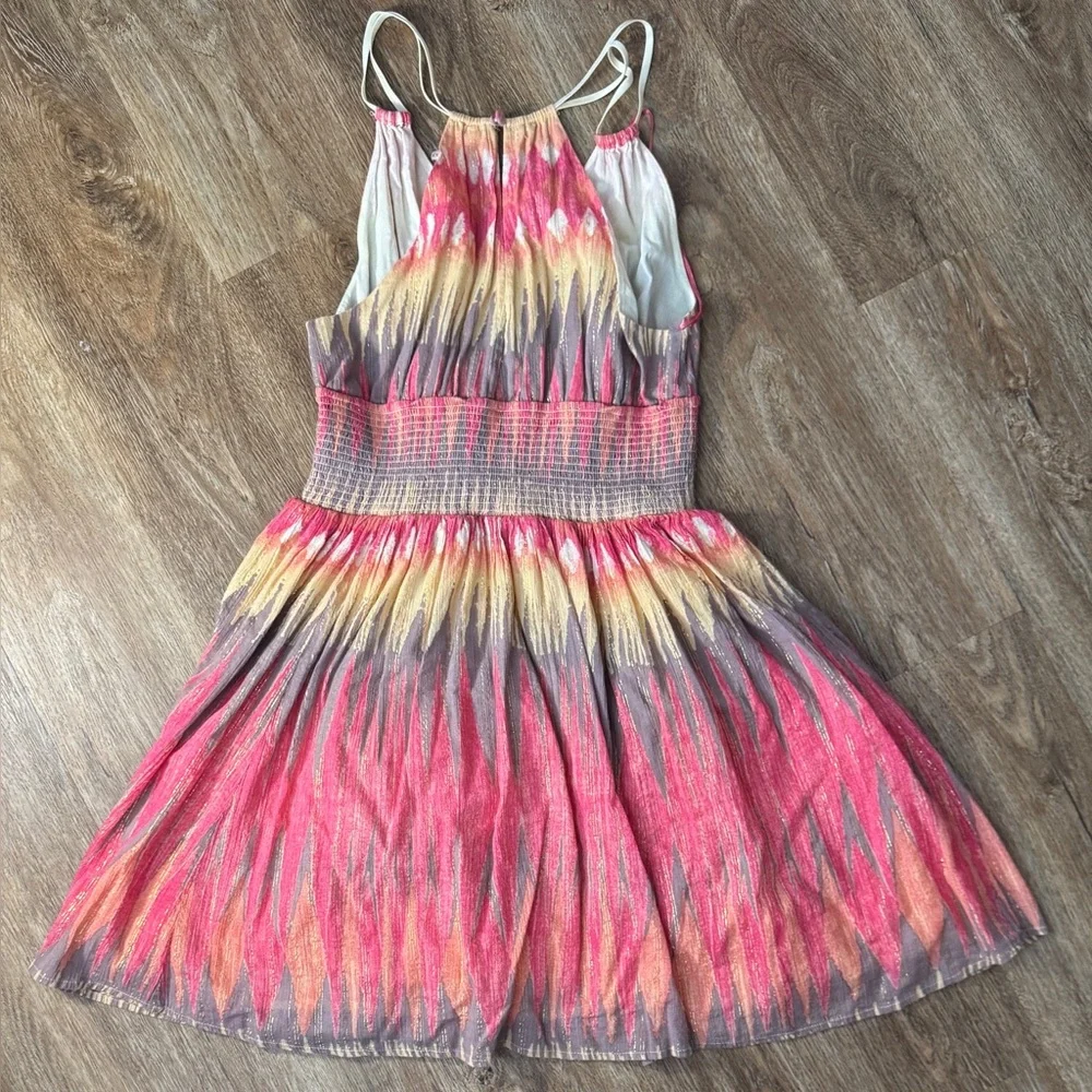 Free People Indian Summer Lurex Mini Dress Size Medium Boho Festival - Picture 8 of 9